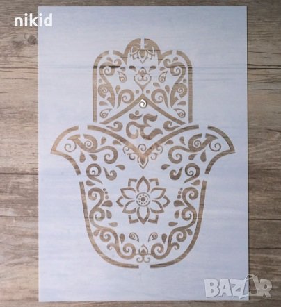 Голям Ръката на Фатима стенсил шаблон за спрей за торта украса кекс декорация с пудра захар редакция, снимка 1