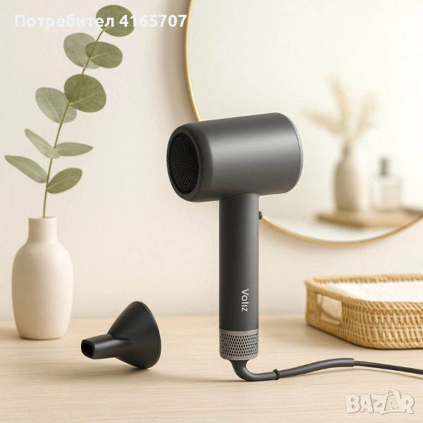 Сешоар Oliver Voltz, 1600W, 4 степени на температура, 3 скорости, Сив, снимка 1