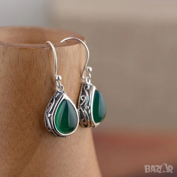 Обеци със смарагди(изумруди), снимка 1