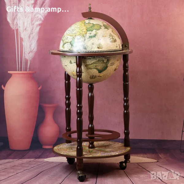 Дървен бар за напитки Глобус, снимка 1