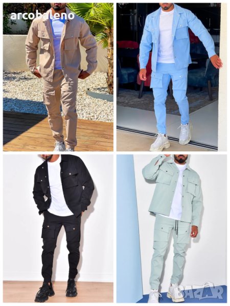 Мъжки ежедневен едноцветен комплект от две части, 4цвята , снимка 1