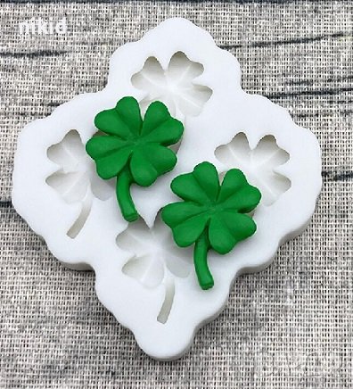 4 малки детелини детелинки детелина силиконов молд форма фондан декор торта, снимка 1