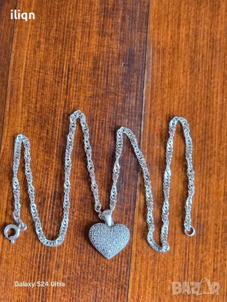 Сребърен синджир с висулка. 925 Проба. 4,42 Грама. 40см. Цена 26,99лв. За Севлиево безплатна, снимка 1