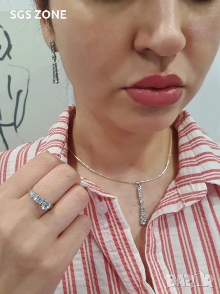 сребърни обеци с топаз или гранат, снимка 1