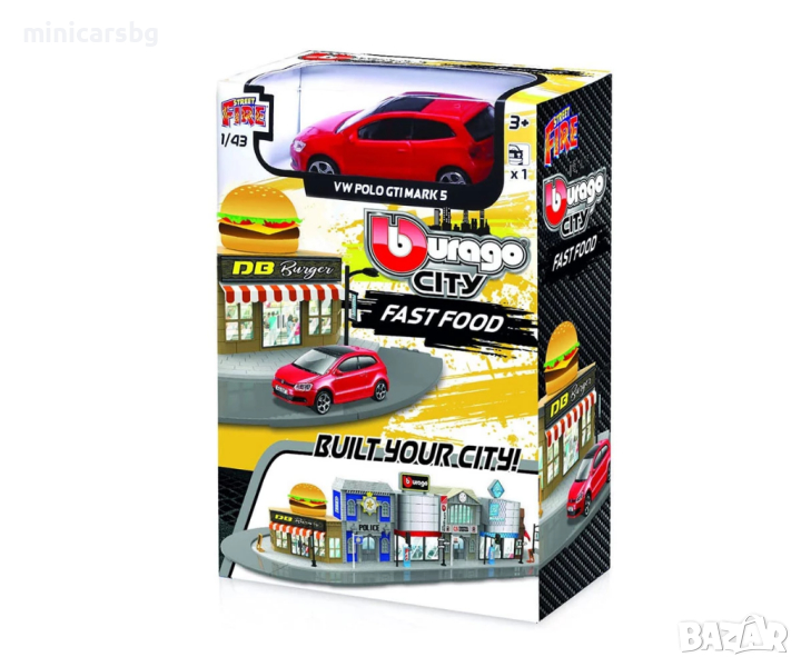 Метални колички: Bburago Street Fire - Заведение за бързо хранене, снимка 1