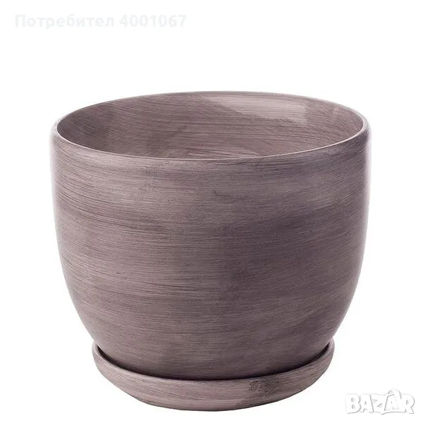 керамична саксия с чинийка от Гърция, снимка 1