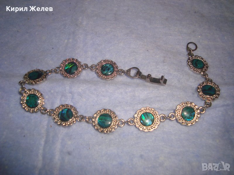 МНОГО КРАСИВА СРЕБРИСТА ФЕШЪН АРТ ГРИВНА със СЕДЕФЕН ТИП УКРАСА 28009, снимка 1