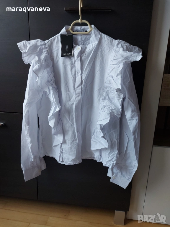 Нова риза с къдрички, размер S/36 с етикет, снимка 1