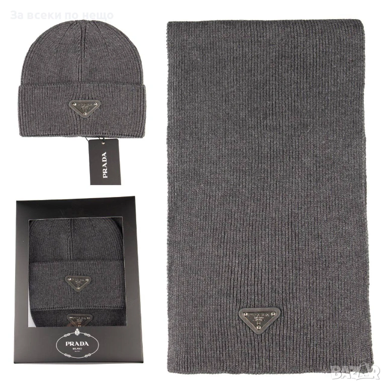 Prada Комплект Шал И Шапка Прада - Налични Различни Цветове Код SK485, снимка 1