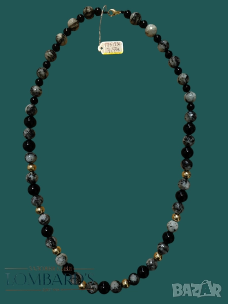 Огърлица злато и оникс , снимка 1