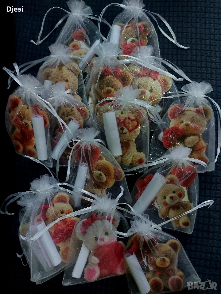 Дървени мечета с късметче за Св. Валентин , снимка 1