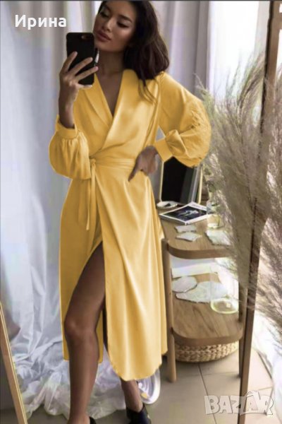 Жълта дамска рокля, снимка 1
