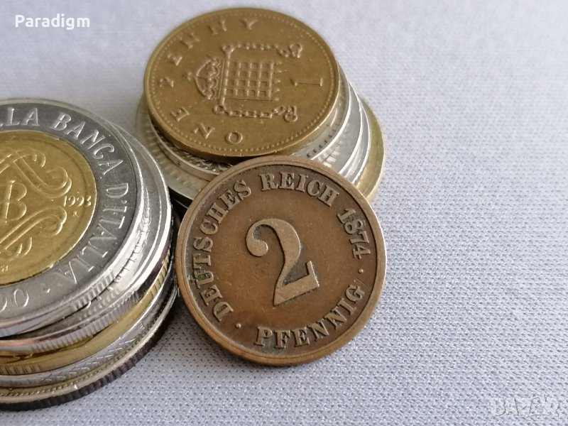 Райх монета - Германия - 2 пфенига | 1874г.; серия А, снимка 1