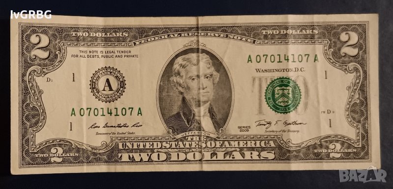 2 долара 2009 САЩ 2 dollars 2009 USA Америка , Банкнота от САЩ, снимка 1