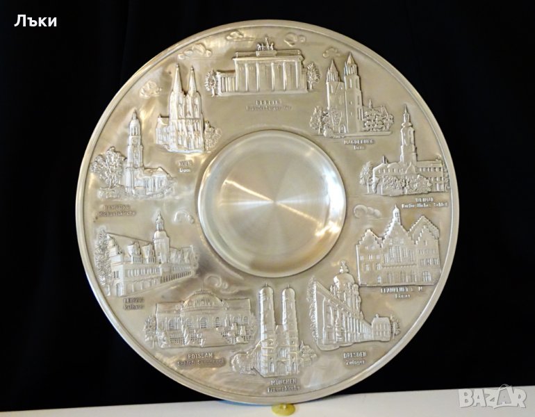 Калаена чиния,поднос,пано,архитектура,500 гр.,26 см. , снимка 1