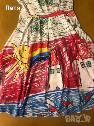 Дамска рокля с детски рисунки, снимка 3 - Рокли - 37620149