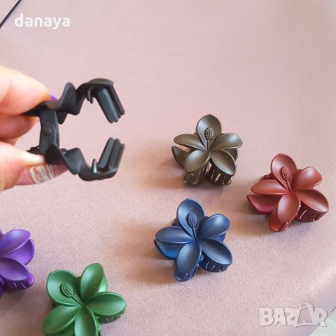 2029 Мини шнола за коса цвете 4x4cm, снимка 3 - Аксесоари за коса - 32727534