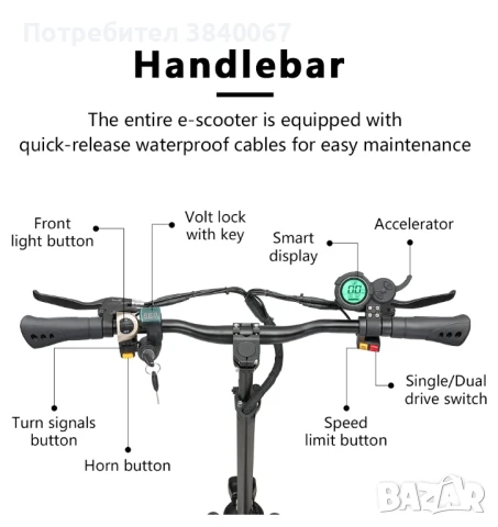Halo Knight T104 електрически скутер 2000W, снимка 5 - Други спортове - 50972734