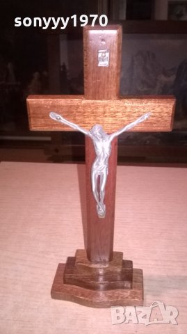 *КРЪСТ-Кръст от дърво и метал на поставка, снимка 2 - Колекции - 27406085