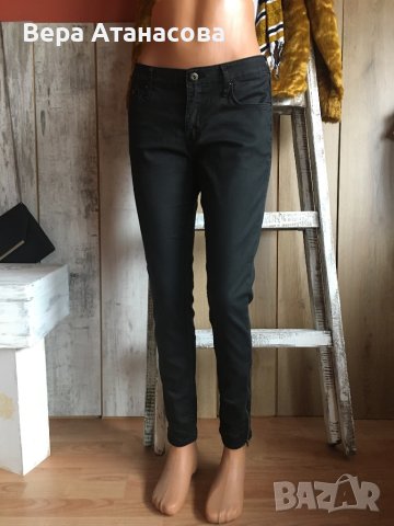 💄Еластичен черен панталон със странични ципове⚡️хл☑️, снимка 1 - Панталони - 43374358