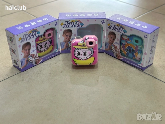 Детски фотоапарат с принтер Стич,Лабубу,Капибара/Camera print, снимка 12 - Фотоапарати - 52517401