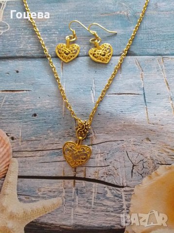 Подаръчен комплект "Сърце" в цвят антично злато. Перфектният подарък !, снимка 4 - Бижутерийни комплекти - 27367331