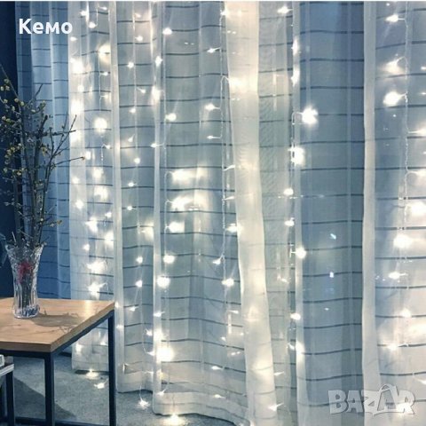 Празнични лампички тип завеса с 3х3м 300 LED, снимка 9 - Лед осветление - 27059053