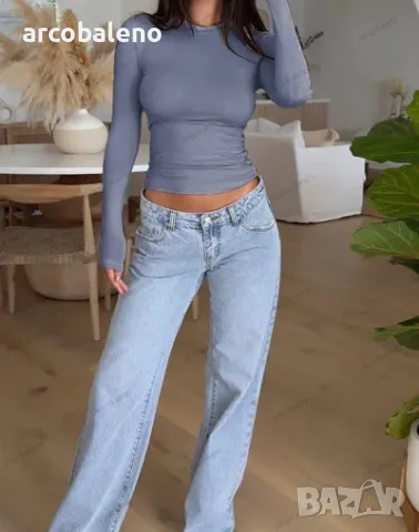 Дамска едноцветна вталена тениска с дълги ръкави в стил Y2K, 4цвята , снимка 16 - Тениски - 47886296