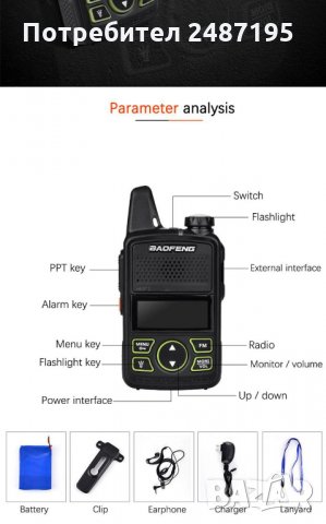 Мини Радиостанция BF-1T, снимка 7 - Друга електроника - 28539463