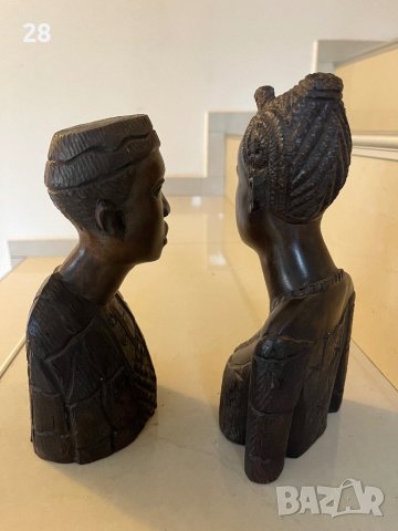Абаносови глави комплект Африкански стари, снимка 6 - Статуетки - 43239357