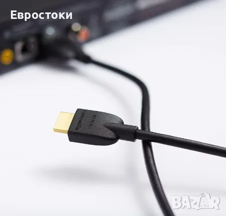 Amazon Basics 4K HDMI кабел 0.9 метра, мъжки към мъжки, 18Gbps висока скорост с Ethernet, 4K@60Hz, снимка 5 - Стойки, 3D очила, аксесоари - 48239193