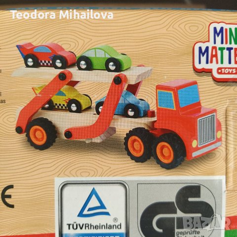 Детски Автовоз с коли Mini Matters камион с 4 дървени коли, снимка 10 - Образователни игри - 39957728