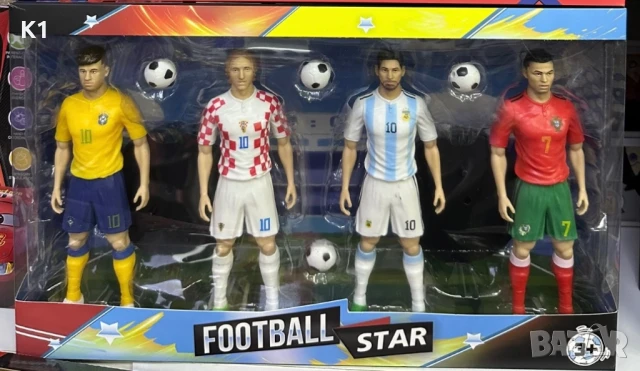 Голям комплект 4 фигурки футболисти Messi, Ronaldo