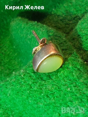 ЕЛЕГАНТНА СТИЛНА СТЕБЪРНА ОБЕЦА АНГЛИЯ СРЕБРО 925 с ШЛИФОВАН ЛУНЕН КАМЪК 26969, снимка 9 - Обеци - 36817675