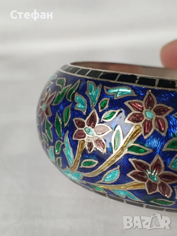 Сребърна гривна с емайл, снимка 9 - Гривни - 51036042