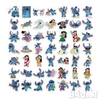 50 бр Лило и Стич lilo stitch самозалепващи лепенки стикери за украса декор картонена торта парти, снимка 14 - Други - 28665011