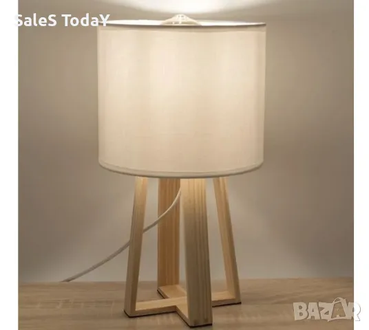 Настолна нощна лампа, 20X20X36 см, бежава, снимка 3 - Настолни лампи - 48067143