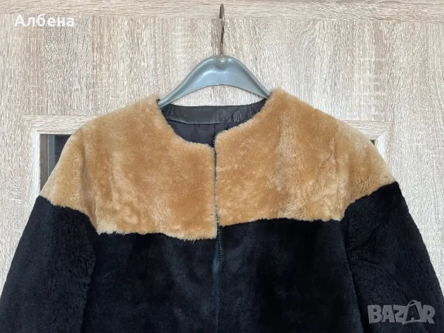 Дамско двуцветно палто Luter от агнешка кожа, снимка 3 - Палта, манта - 48883998