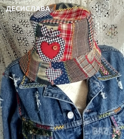 Дънково/деним яке M/L Котки ръчна декорация, снимка 5 - Якета - 52876559