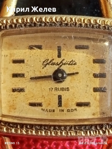 Рядък механичен часовник дамски Glashutte ГДР с позлата за КОЛЕКЦИЯ 52832, снимка 5 - Антикварни и старинни предмети - 53399374