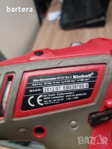 Акумулаторен винтоверт Einhell RT-CD, 10.8V Li-Ion, снимка 4 - Винтоверти - 35125240