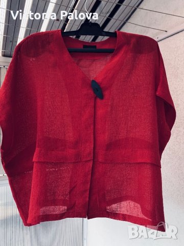 Широка ленена блуза HOPSACK Германия, снимка 2 - Корсети, бюстиета, топове - 43744197