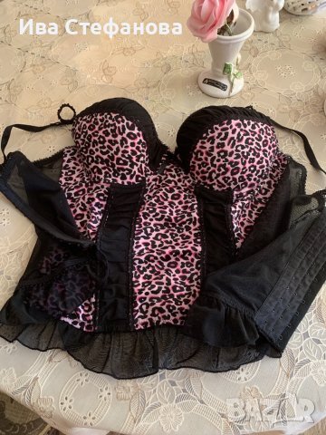 Страхотен еластичен леопардов розов  корсет бюстие 85C , снимка 6 - Корсети, бюстиета, топове - 36998802