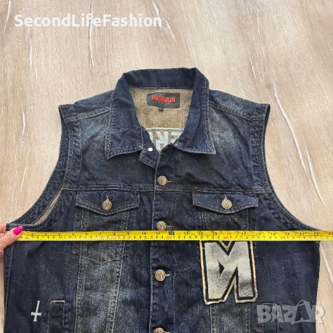 Мъжки мото елек Maskulin Moto Biker размер L дънков, снимка 5 - Якета - 53357149