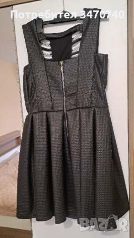 Черна кожена рокля Megz, снимка 2 - Рокли - 44877769