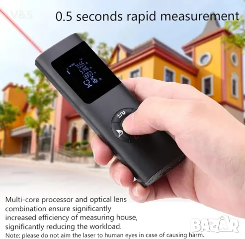 Лазерен измервател на разстояние Цифров лазерен далекомер Ръчен мини лазерен измервател на разстояни, снимка 11 - Измервателни инструменти - 49085053