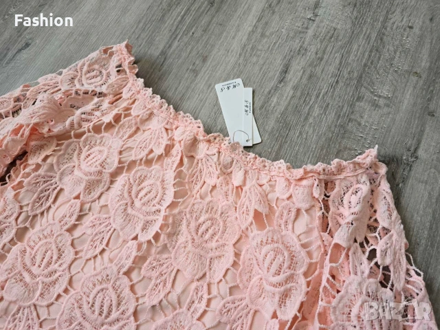 Нова дамска розова блуза / риза с красива дантела, снимка 4 - Блузи с дълъг ръкав и пуловери - 53439131