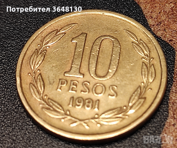 Чили 10 песос, 1989