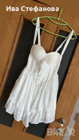 Елегантна разкошна бяла парти коктейлна официална женствена кукленска рокля тип корсет , снимка 3 - Рокли - 43684914