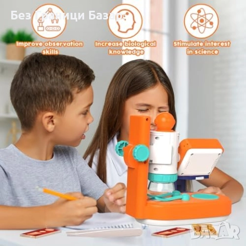 Нов Образователен Микроскоп 1000x за Деца с Екран и Светлина Играчка, снимка 3 - Образователни игри - 51488352